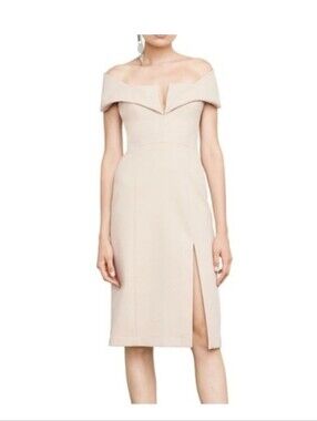 BCBGMAXAZRIA Marquise Off-Shoulder Dress Bare Pink Size 8